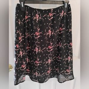Vintage 90s Fashion Bug Black Pink  Floral A-Line Skirt Small Excellent Cond!